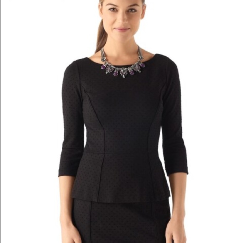 White House Black Market | Dot Knit Peplum Top size 8